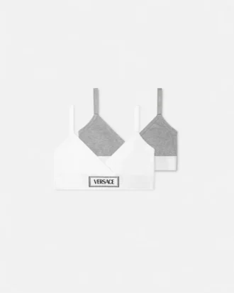 2-pack ribbade bomullsjersey-braletter för barn