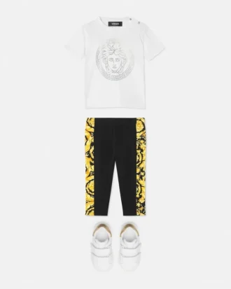 Baby leggings i stretchig bomullsjersey med tryck