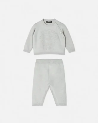 Baby-set i bomulls- och kashmirstickad tröja