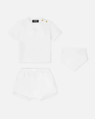 Baby-set i bomullsjersey med dekorationer