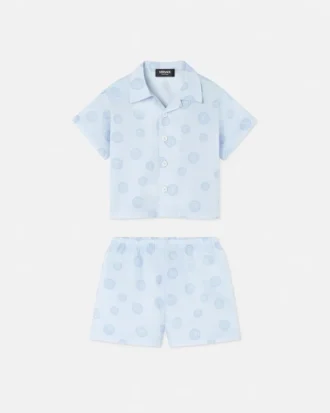 Baby-set i bomullspoplin med tryck