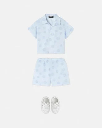 Baby-set i bomullspoplin med tryck