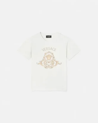 Barn T-shirt i bomullsjersey med tryck och dekorationer