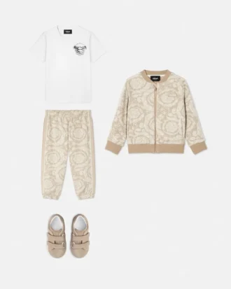 Barnjacka i jacquardbomullsjersey med dragkedja