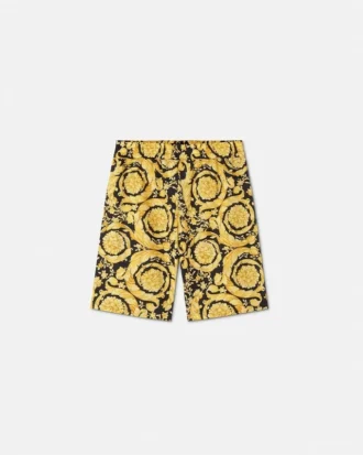 Barnshorts i tryckt silkes twill