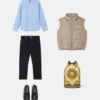 Barnskjorta med säkerhetsnål-logotyp och randigt mönster