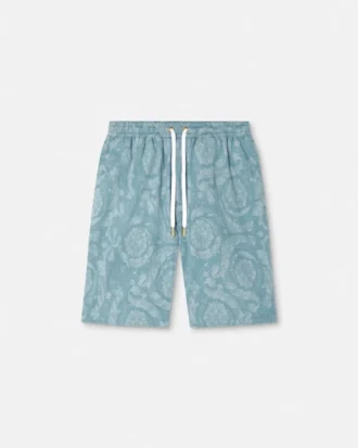 Barocco Jacquard Chambray Denim Shorts