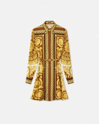 Barocco Silk Mini Shirt Dress