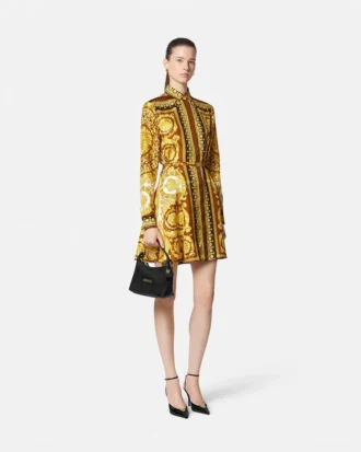 Barocco Silk Mini Shirt Dress