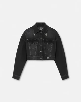 Blommig V-Emblem-jeansjacka Blommig V-Emblem-jeansjacka