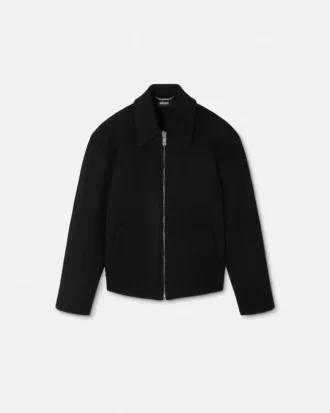 Blousonjacka i ull och kashmir med dragkedja