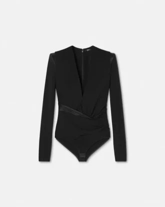 Bodysuit i crepe med djup V-ringning