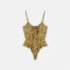 Bodysuit i silke med cheetah-mönster