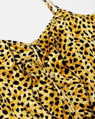 Bodysuit i silke med cheetah-mönster