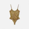 Bodysuit i silke med cheetah-mönster