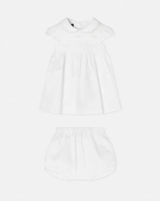 Broderad bomullspoplin-klänning för baby