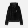 Broderad chenille-hoodie med dragkedja