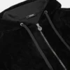 Broderad chenille-hoodie med dragkedja