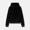 Broderad chenille-hoodie med dragkedja