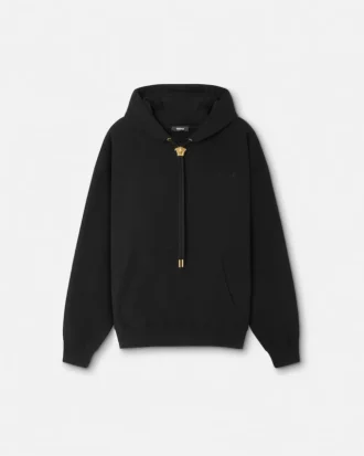 Broderad hoodie i bomullsjersey
