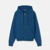 Broderad hoodie i bomullsjersey med dragkedja