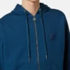 Broderad hoodie i bomullsjersey med dragkedja