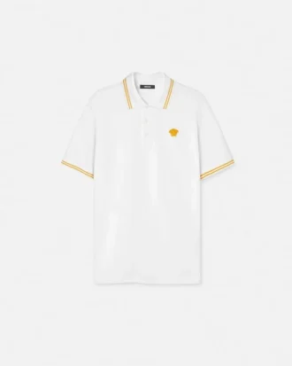 Broderad polo i bomullspiqué