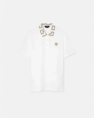 Broderad polo i bomullspiqué