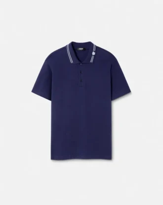 Broderad polo i bomullspiqué