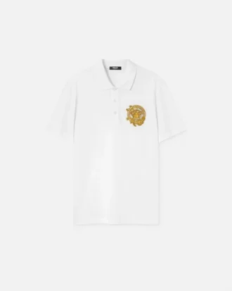 Broderad polo i bomullspiqué