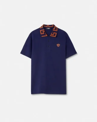 Broderad polo i bomullspiqué