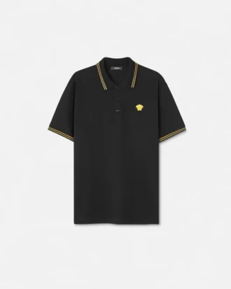 Broderad polo i bomullspiqué