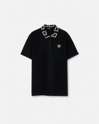 Broderad polo i bomullspiqué