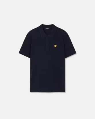 Broderad polo i bomullspiqué