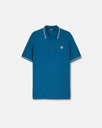 Broderad polo i bomullspiqué