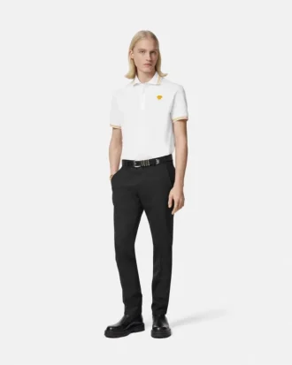 Broderad polo i bomullspiqué