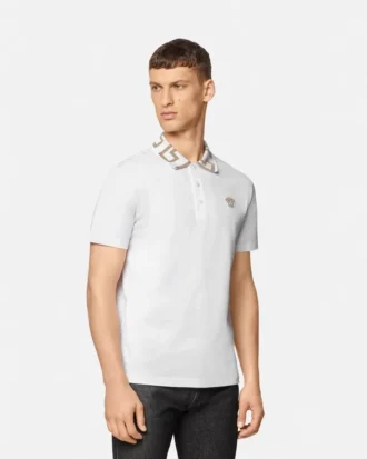 Broderad polo i bomullspiqué