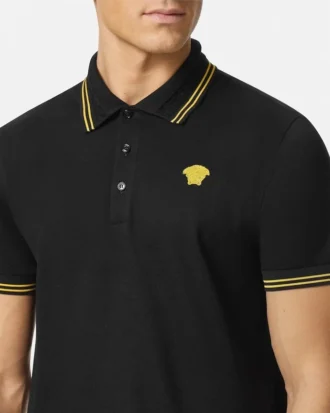 Broderad polo i bomullspiqué