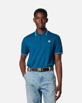 Broderad polo i bomullspiqué