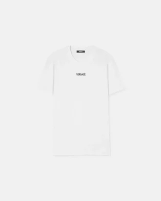 Broderad slim fit-T-shirt i bomullsjersey