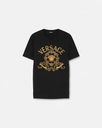 Broderad slim fit-T-shirt i bomullsjersey