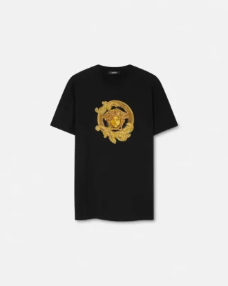 Broderad slim fit-T-shirt i bomullsjersey