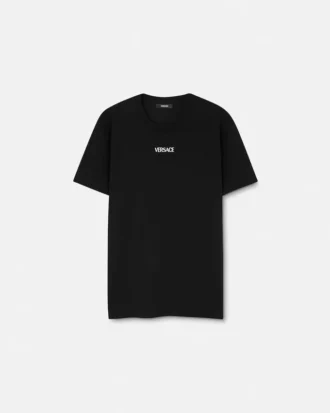 Broderad slim fit-T-shirt i bomullsjersey