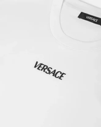 Broderad slim fit-T-shirt i bomullsjersey