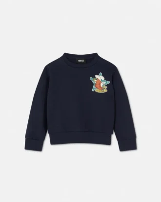 Broderad sweatshirt i bomullsjersey för barn