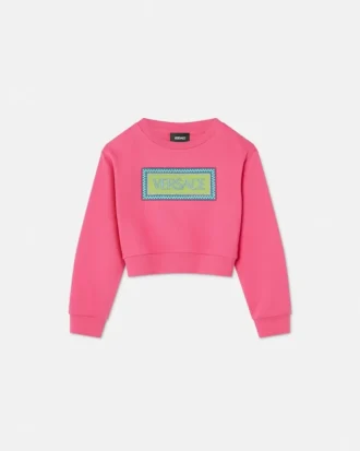 Broderad sweatshirt i bomullsjersey för barn