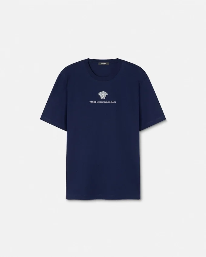 Broderad T-shirt i bomullsjersey Broderad T-shirt i bomullsjersey