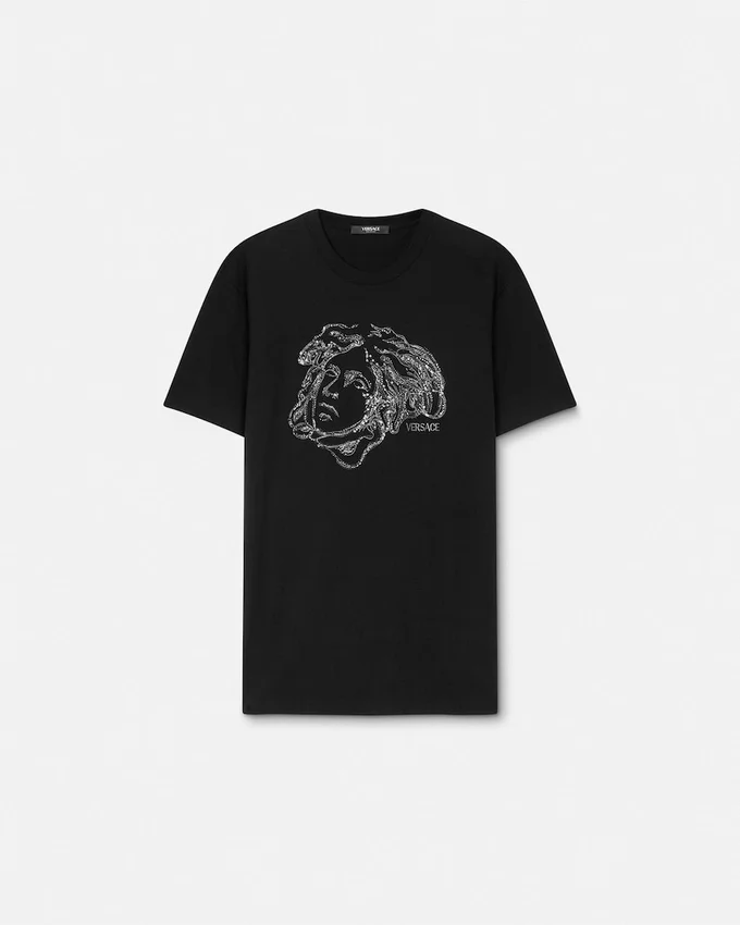 Broderad T-shirt i bomullsjersey Broderad T-shirt i bomullsjersey