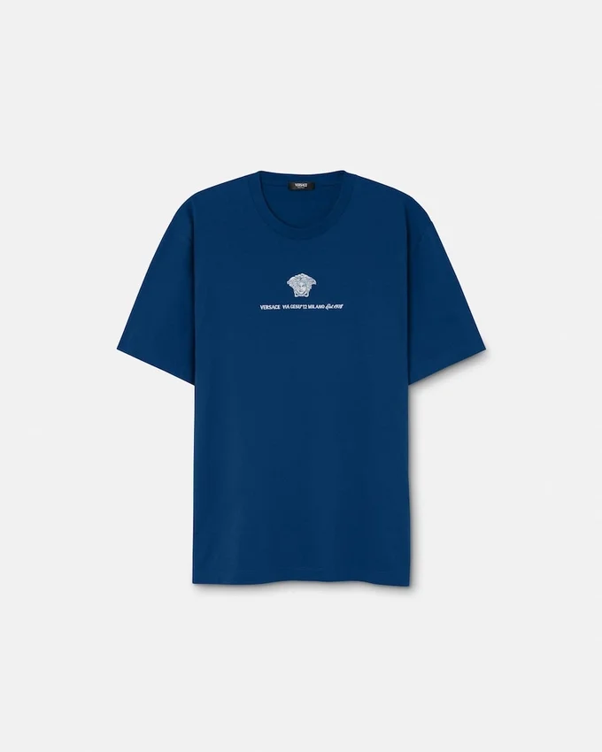 Broderad T-shirt i bomullsjersey Broderad T-shirt i bomullsjersey