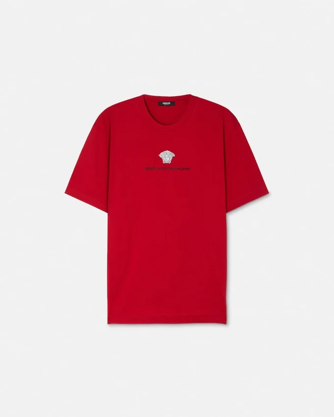 Broderad T-shirt i bomullsjersey Broderad T-shirt i bomullsjersey